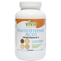 비바비타민 판토세닉 애시드 500mg 비타민 B-5 타블렛, 250개입, 1개