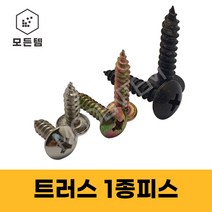 트러스 1종나사 소량판매 M3 ~ M6 태핑나사 우산머리 1종피스 착색 니켈 T형 스크류, 천연색 TH M5 x 30mm(100개)