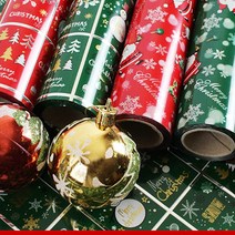 크리스마스 포장지 고급종이 고급증착, 산타초록