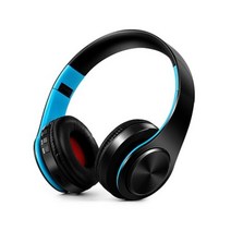 블루투스 MP3 레트로 감성 헤드폰 블루투스 헤드셋 이어폰 무선 헤드폰 스테레오 접이식 스포츠 이어폰 마이크 헤드셋 핸즈프리 mp3 플레이어, 블랙 블루