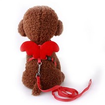 귀여운 고양이 하네스 및 가죽 끈 세트 천사 날개 통기성 개 목걸이 조끼 애완 동물 견인 작은 중형 강아지, 09 Red_02 S 20-34cm