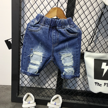 두돌아기청바지 공용 남아 여아 청반바지 구제 롤업 반바지