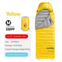 캠핑침낭 차박용침낭 사계절침낭 Naturehike 초경량 야외 cw400 봉투 형 화이트 구스 다운 침낭 겨울 따뜻한 캠핑 하이킹 사이클링 nh18c400-d 13 13, 노란색-m-550fp