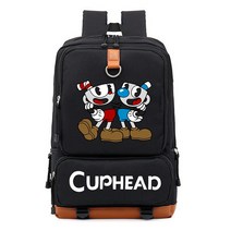 컵헤드 게임 Mugman 배낭 소년 소녀 학생 학교 가방 일일 여행 대용량 노트북 Bookbag Mochila