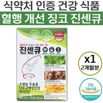식약처 인증 진센큐 은행잎 추출물 나토균 배양 분말 비타민 E 혈행 기억력 개선 도움 항산화 혈액 정맥 순환 개선제 영양제 진세큐 진샌큐 징코 나토 나또 나토키나아제 토코페롤 정품, 60정 (2개월)