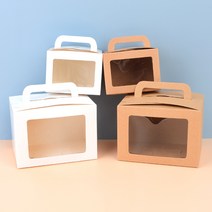무지 크라프트 선물 포장 상자 투명창 디저트 케이스, 색상/사이즈, 대 - 화이트