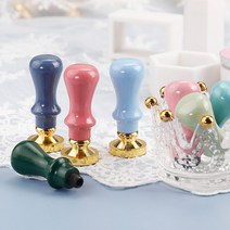 실링 왁스 파스텔톤 스탬프 손잡이 미니 도장 인주 스탬프 청첩장 편지 꾸미기, 파스텔톤_그린