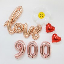데이지 러브 하트 100일 기념일 은박풍선 세트, 1세트, 900일