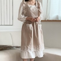 안나 프릴 원피스 예쁜 공주 앞치마 꽃집 어린이집 까페 공방 에이프런, 핑크