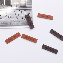원단싸 3개 핸드메이드 가죽라벨 가죽 의류 라벨 태그 바느질 공예 레이블 대문자 필기체 2컬러, 브라운