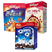 [안녕골목마켓] 켈로그 콘푸로스트300g+포스트 오레오오즈250g+켈로그 크랜베리아몬드그래놀라300g, 콘푸300+오레오250+크랜베리그래놀라300