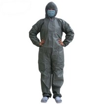 유니섹스 일회용 부직포 허리 타이트 지퍼 후드 방진 보호복 의료용 유니폼 안전 보안 보호 의류, Grey hooded jumpsuit_XL