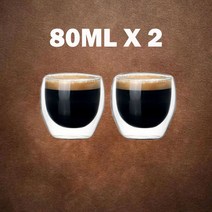 이중 벽 유리 컵 투명 수제 내열성 차 음료 미니 위스키 컵 네스프레소 에스프레소 다스 커피 컵 세트 80ML, 2 PCS