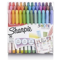 SHARPIE S-Note 크리에이티브 마커 하이라이터 다양한 색상 끌 팁 36개152428, 36 Count_Markers