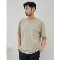 23SS [COMMUTER] 베이지 단색 면혼방 반팔티셔츠 HZTS3B893I2