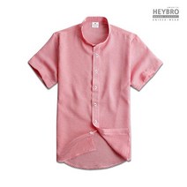 헤이브로 남성 반팔 차이나 아사 셔츠 남방 씨어서커레드