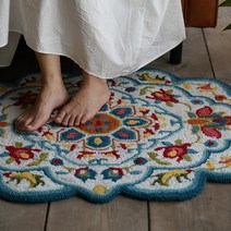 엔틱 러그 블루 두꺼운 카펫 빈티지 에스닉 발매트, 구스 - 에일리언, 68.58x114.3cm