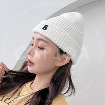 심플 이니셜 B 알파벳 데일리 남녀공용 비니 니트 모자