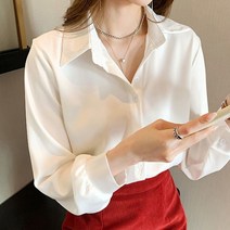 중년 여성흰색블라우스 40대 여자면접블라우스 긴팔
