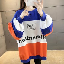 Momolatti 여성용 자모 프린팅 빅 사이즈 루즈핏 맨투맨