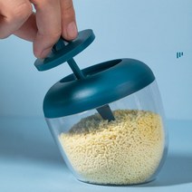 투명 크리 에이 티브 일본 주방 원형 습기 방지 먼지 양념 항아리 조미료 컨테이너 스푼 주방 도구, White, 하나