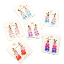 반짝이 젤리곰 버튼 귀찌 악세사리 악세서리 패션 곰돌이 레진 연인 커플 선물 플라스틱, 랜덤