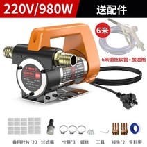 등유자동급유기 전기오일펌프 가정용가압펌프 휴대용 전동 오일펌프 12v24v 범용 220v 주유펌프, 220V 단일회전 + 6m 강관 + 오일 건
