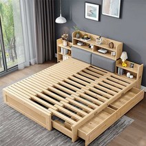 침대프레임 확장형 수납 원목 대형 사이즈 쿠션헤드, 110x 217cm 바니시