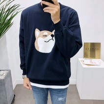 애드매이브 남녀공용 기모 오버핏 시바견 패치 맨투맨 티셔츠 5컬러