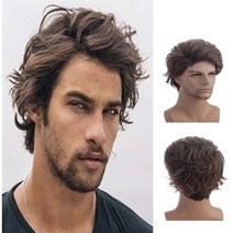 남성 엠자가발 남자커트가발 m자커버 정수리 앞머리 부분가발 남성용 짧은 곱슬 합성 가발 옴브레 그레이, 한개옵션1, 07 Blonde