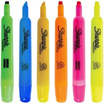 샤피 액센트 탱크 형광펜 낱개 / 치즐팁 / 5mm / 마킹펜 / 6가지 색상 / 선명한 색상 / 빠른 건조 / 강한 내구성 / 변색과 번짐에 강함, 형광 옐로우