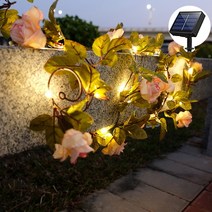 태양 등나무 인공 꽃 실크 포도 나무 led 조명 DIY 화환 램프 웨딩 파티 정원 홈 벽 장식, [03] solar, [01] 2M 20leds, 03 solar_01 2M 20leds