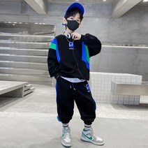 빠빠야네 키즈 주니어 남아 케이케이 보이 배색 맨투맨 트레이닝 상하바지세트 봄가을