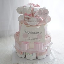 핑크 코코 2단 기저귀케익