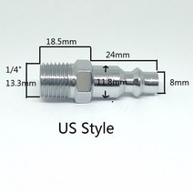 퀵 커플러 1PCS 1/4quot 외부 나사 공압 커플 링 수 커넥터 미국/유럽/JP 스타일 조인트, [01] 1 PCS US Style