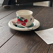 레트로컵 북유럽 체리 엔틱 커피잔 홈카페 빈티지 아라비아핀란드 세트, 단일사이즈, 핀란드 체리