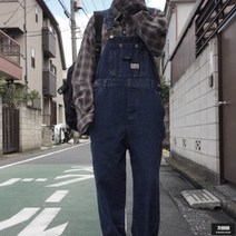 가바바 남여공용 빅사이즈 청멜빵바지 커플로 귀엽게 코디하기좋은 커플룩 데님바지 G67466