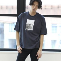 반팔티셔츠남자 미조선 OVERSIZE 와이드 루즈핏 숄더 퍼프 슬리브 작은새 자수 플라워 프린팅 순 면 2244633319