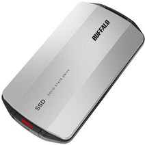 버팔로 SSD 외장 2TB USB3.2 Gen2 Type-C 최대 판독 속도 1050MB초 방진 방적 IP55 내충격 MIL-STD 휴대용, 실버, 2TBMB