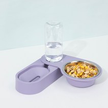 유락미 고양이 밥그릇 회전 가능 스텐 식기, 자주색