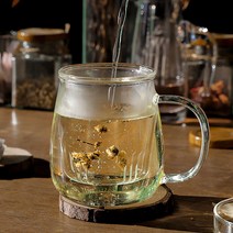 홈카페 내열 티머그 유리잔 400ml. 휴식시간 홈카페 찻잔 찻잔세트 뚜껑머그 필터 거름망 티백 허브 홍차 찻잎 다기 예쁜 투명한 차거름망 티타임, 엘림헬스케어81 브루티 내열티머그_(플라워 400ml), 엘림헬스케어81 본상품선택