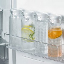 코멕스 엠보싱 유리 물병 1.1L 원형 사각 생수병 냉장고 물통, 사각 1.2L