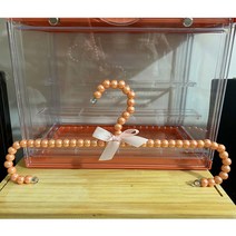 진주옷걸이 아크릴 클리어 크리스털 미끄럼방지 전용 웨딩 홀더, 50, [옷걸이]핑크반달/32cm [적자정리 가격]