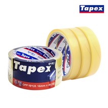 테이팩스 투명 OPP 테이프 16mm x 25M x 3입 선물포장 소포장용, 상세페이지 참조