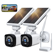 가정용CCTV 실외용 초고화질 CCTV 캠프용 태양광 발전 카메라 야외 방수 100% 가정용 무선 배터리 감시 보안 카메라 시스템 4MP, 6.미국 플러그 - 2 Cameras add 32G