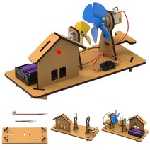 풍력 발전기 선풍기 세트 만들기 DIY 나무 바람 친환경 에너지 원리 프로펠러 LED 불 빛