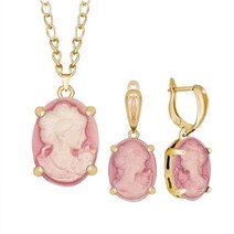 6 색 레이디 퀸 카메오 여성용 세트 골드 컬러 핑크 블루 그레이 패션 클로 펜던트 목걸이 귀걸이 쥬얼리