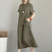 jioy 여성 무지 면마 셔츠 원피스 면마 롱원피스 여자 루즈원피스 여름