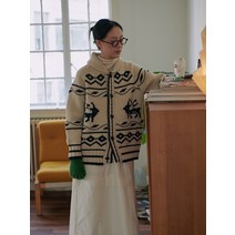 핸드메이드 눈꽃가디건 페어아일 스타일
