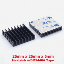 라디에이터 En-Lab 알루미늄 방열판 전자 칩 쿨러 열 양면 접착 테이프 14x14x10mm 3M9448A 10 개, [14] 25x25x5mm